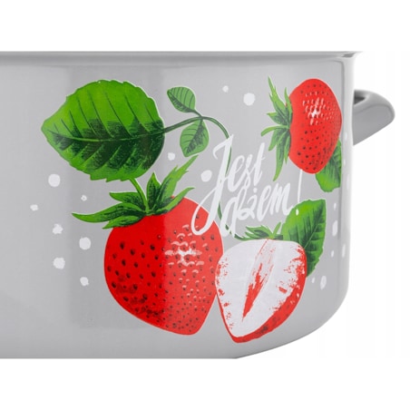 GARNEK EMALIOWANY pleszew 20cm 4,1 L kuchenny do gotowania zupa w TRUSKAWKI