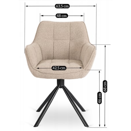 Krzesło Tapicerowane Obrotowe PEONY Kubełkowe Beżowe Salonu