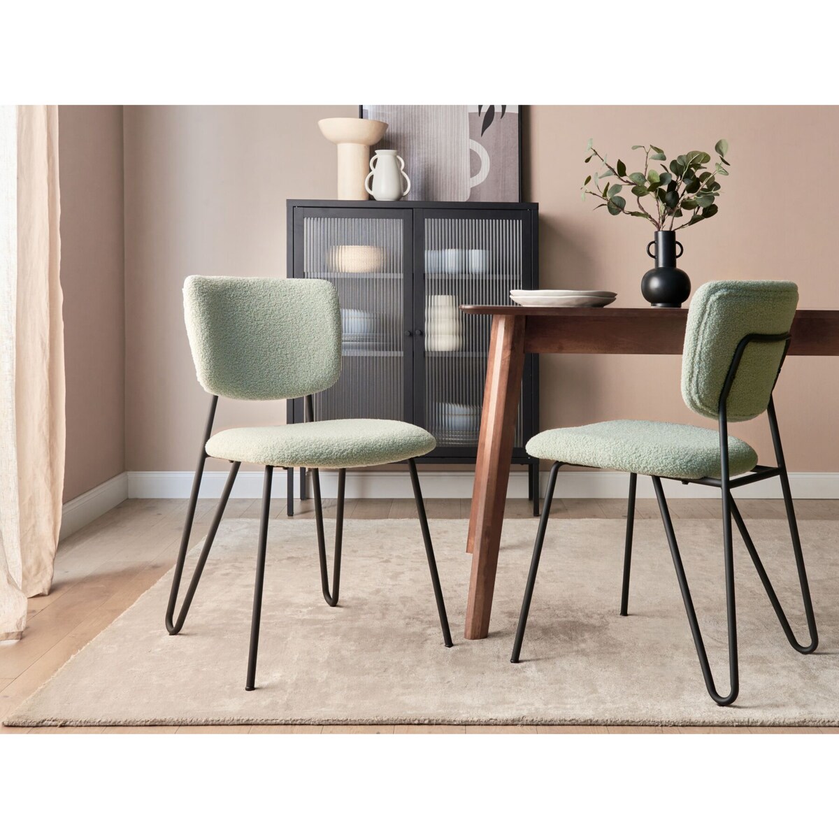 Zestaw 2 krzeseł do jadalni boucle jasnozielone NELKO