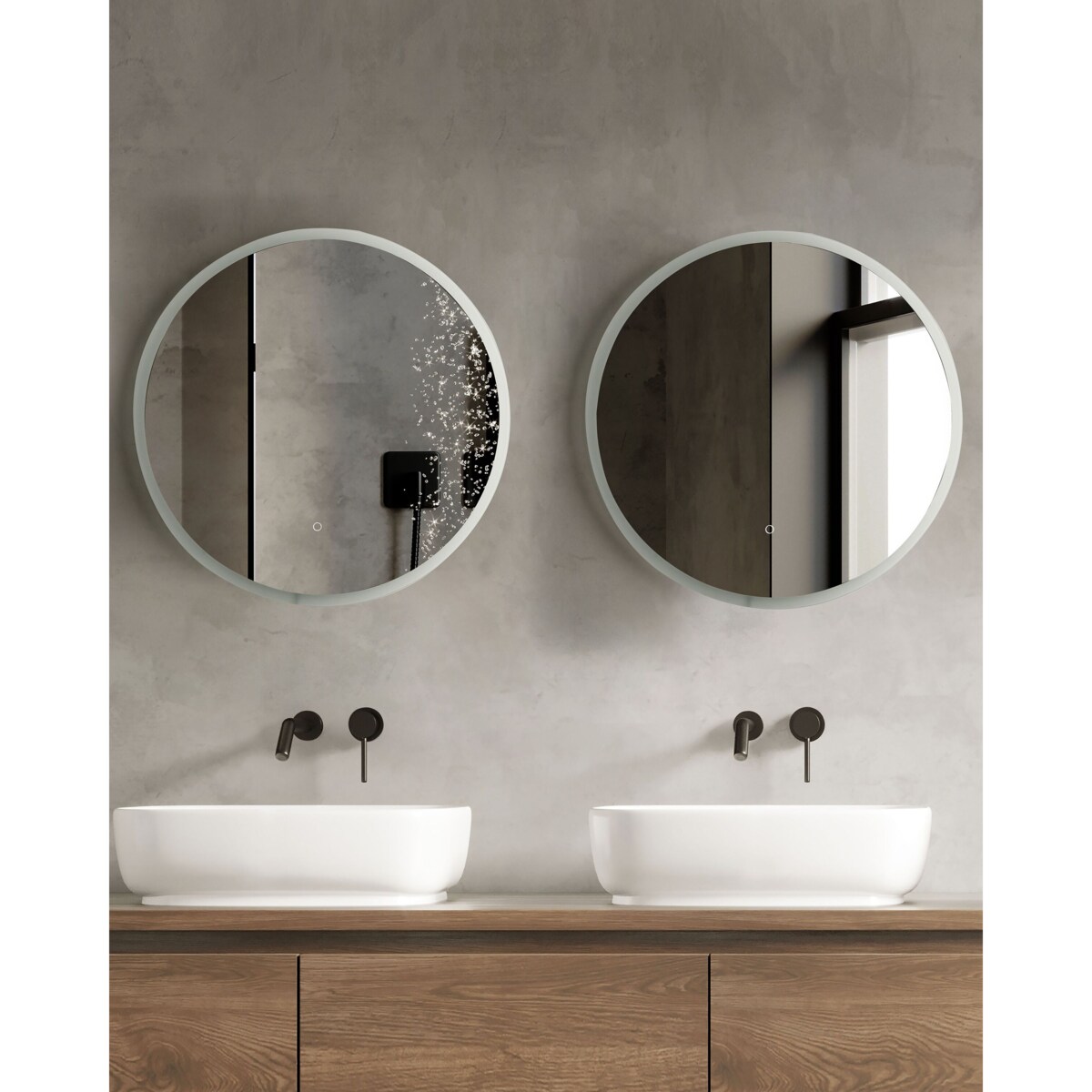 Okrągłe lustro ścienne LED ø 79 cm srebrne DEAUVILLE