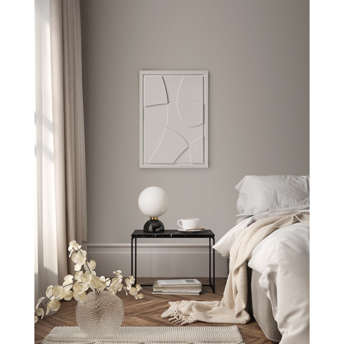 Obraz 3D 35x50cm Abstract I – Dekoracja Ścienna z Tynku Naturalnego, Natural Cream Minimalistyczny Relief