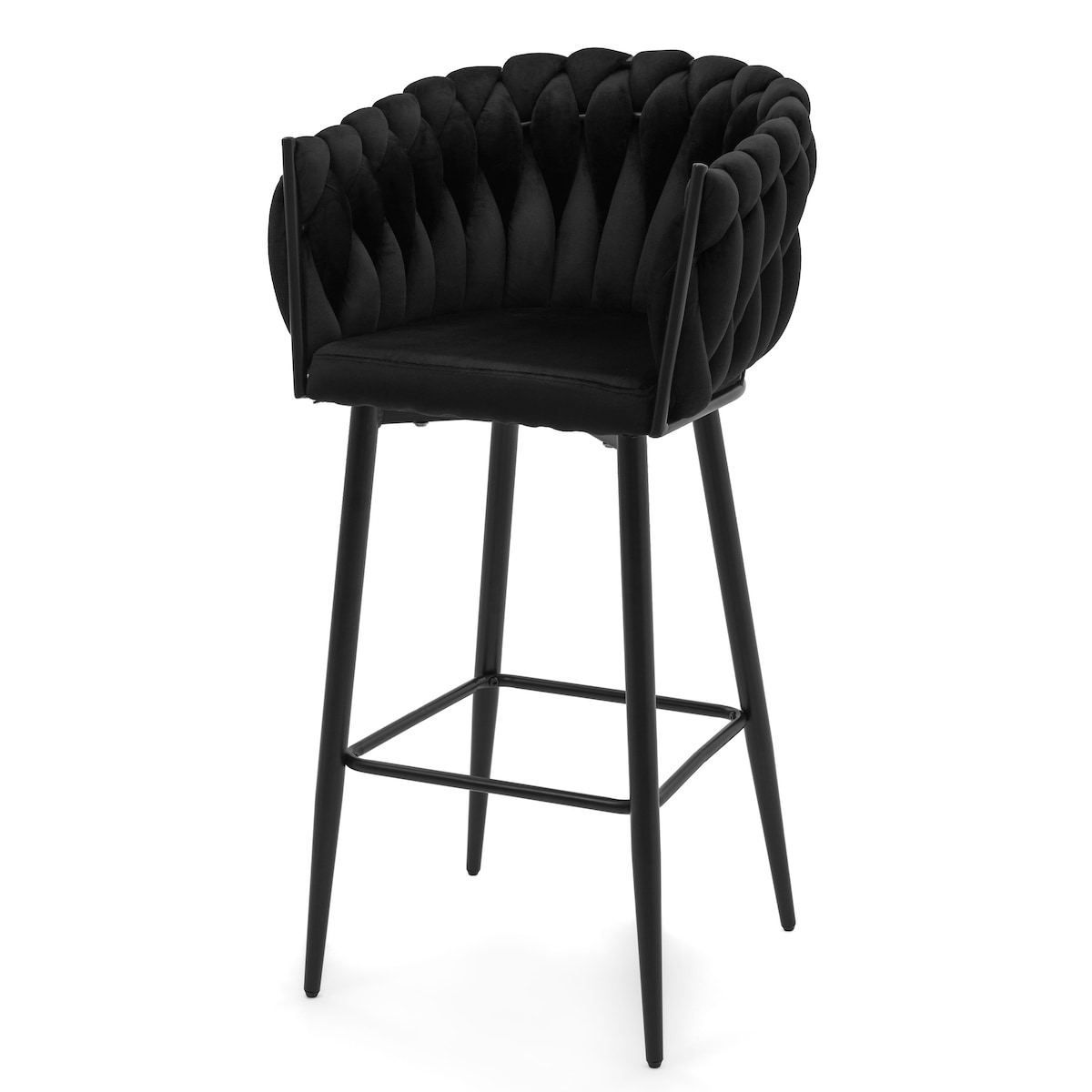 Hoker tapicerowany welurowy pleciony do salonu jadalni barowy glamour LATINA