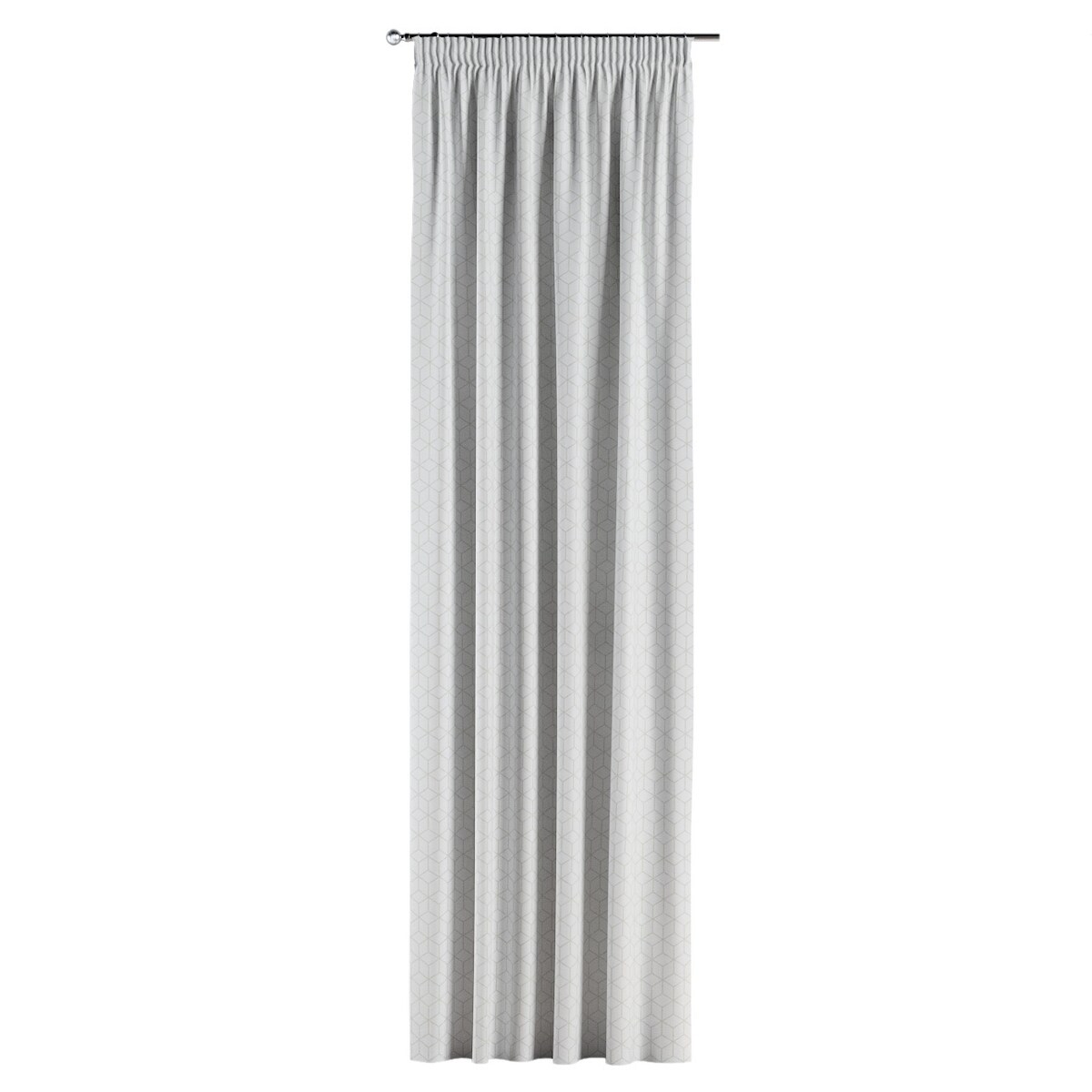 Zasłona na taśmie marszczącej 1 szt. 130x260 wzór sześcianów na białym tle