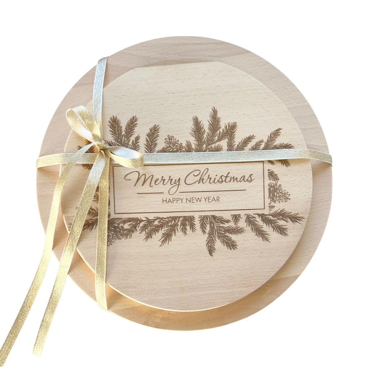 Zestaw bukowych desek kuchennych z motywem świątecznym