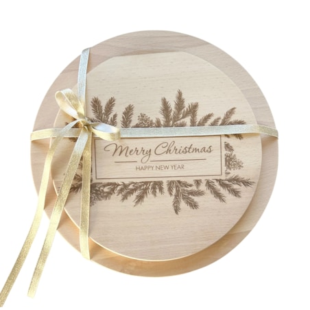 Zestaw bukowych desek kuchennych z motywem świątecznym