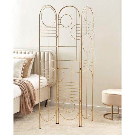 3-panelowy składany parawan pokojowy metalowy 100 x 170 cm złoty TURANIA