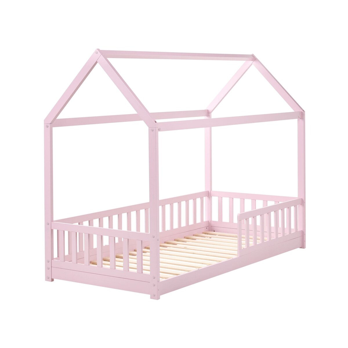 Łóżko dziecięce Domek Drewno sosnowe COSSAYE 90 x 200 cm Pastelowy róż