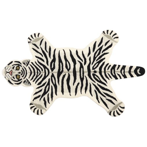 Dywan dziecięcy wełniany tygrys 100 x 160 cm czarno-biały SHERE