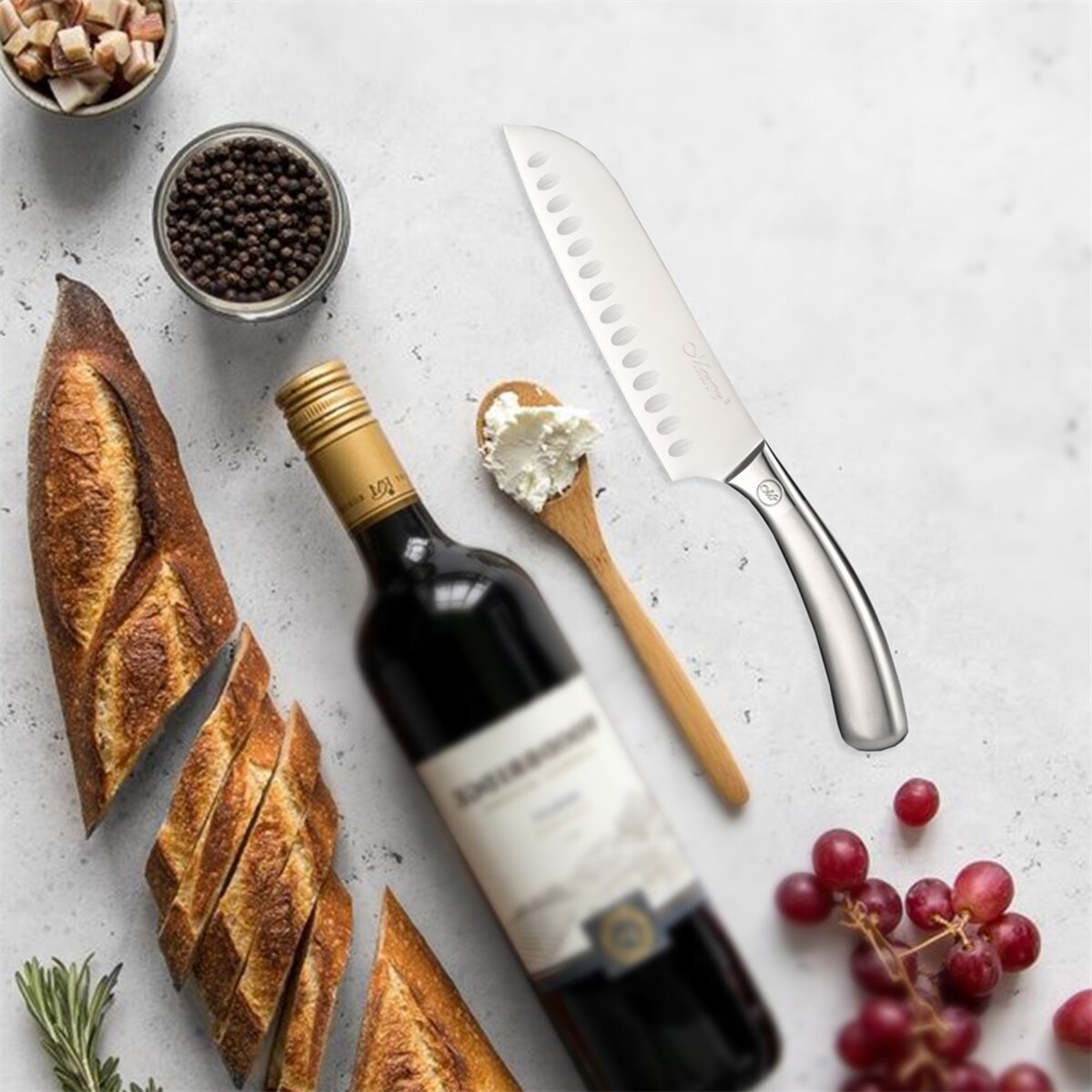 Nóż Santoku 17.5cm stalowy pojedynczy kuchenny MAESTRO