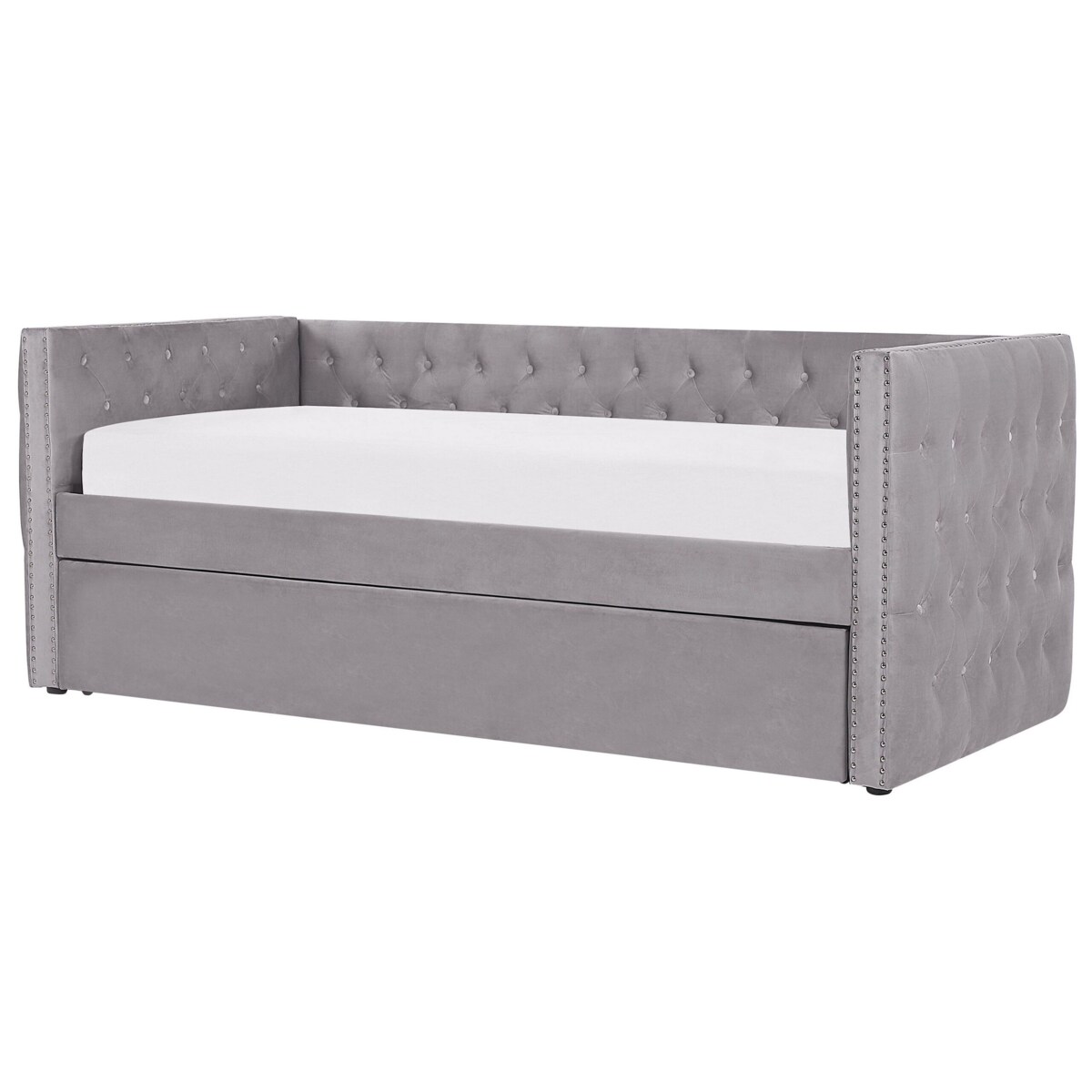 Łóżko wysuwane welurowe 90 x 200 cm szare GASSIN