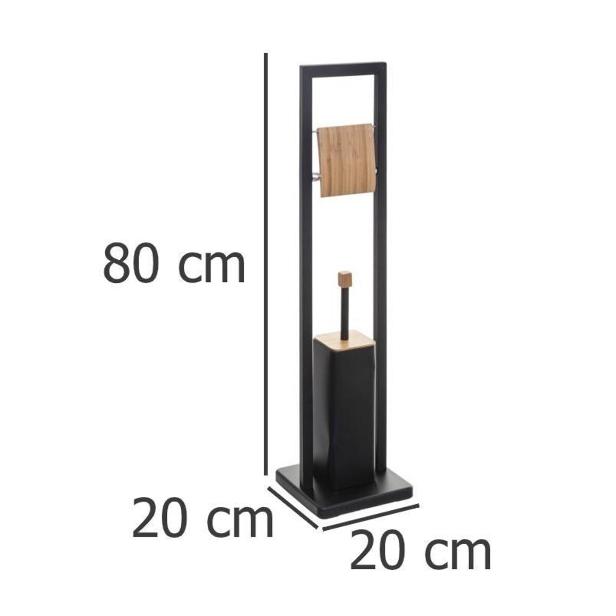 Szczotka toaletowa z uchwytem na papier toaletowy NATURELO, 2w1, kolor czarny