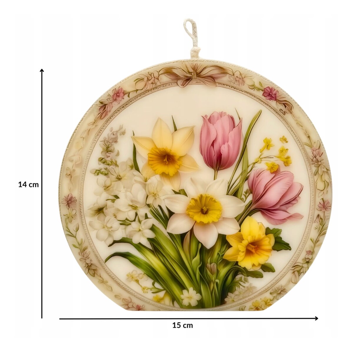 Świeca dekoracyjna wiosenna z motywem kwiatowym – elegancki prezent do salonu