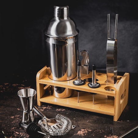 Zestaw barmański do drinków koktajli 15-ele Shaker srebrny KLAUSBERG