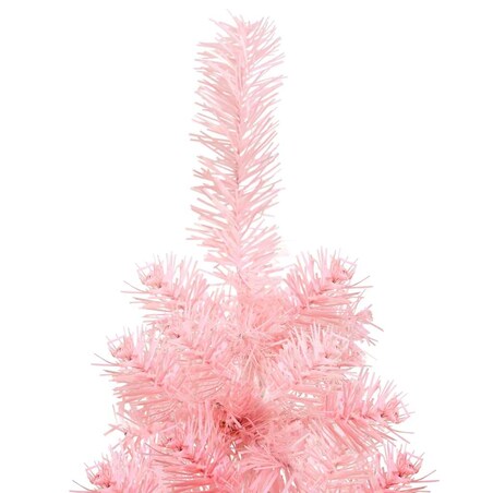 vidaXL Smukła choinka połówka ze stojakiem, sztuczna, różowa, 120 cm