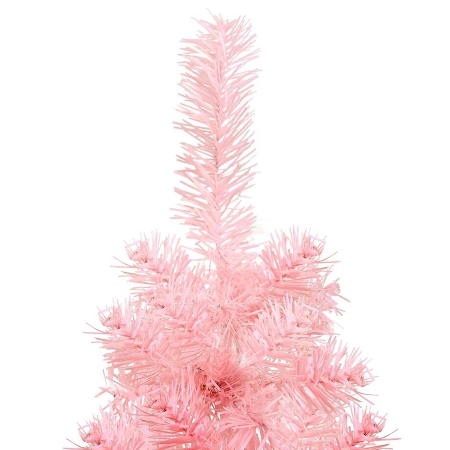 vidaXL Smukła choinka połówka ze stojakiem, sztuczna, różowa, 120 cm