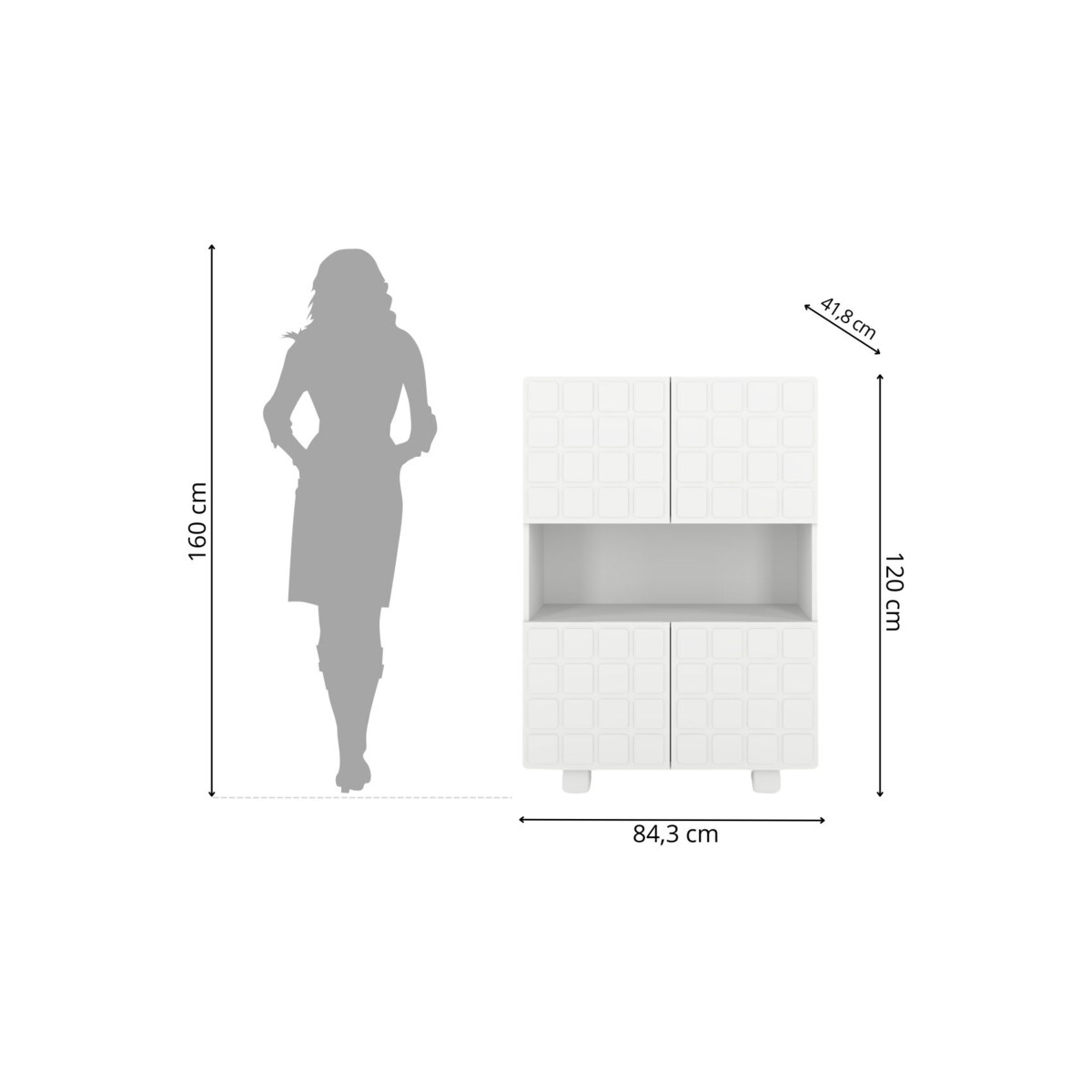Nowoczesna komoda z frontami 3D Skandica CUBO HIGH / kolor biały / szer. 85 cm