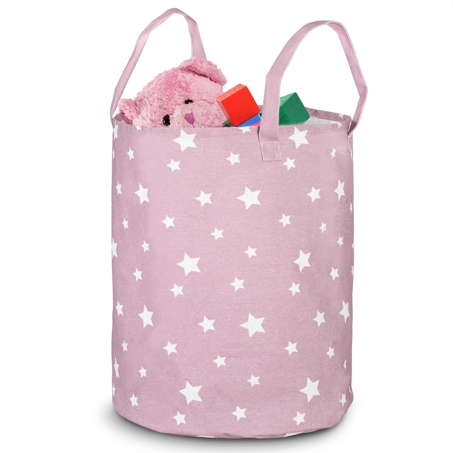 Kosz na zabawki akcesoria Nukido różowy w gwiazdki