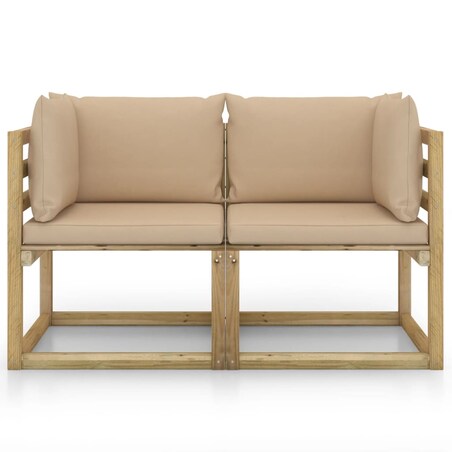 vidaXL Ogrodowe siedziska narożne, poduszki 2 szt., impregnowana sosna