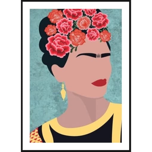 Poster Story, Plakat, Obraz - Kwiatowy Portret Frida Kahlo, wymiary 21 x 30 cm
