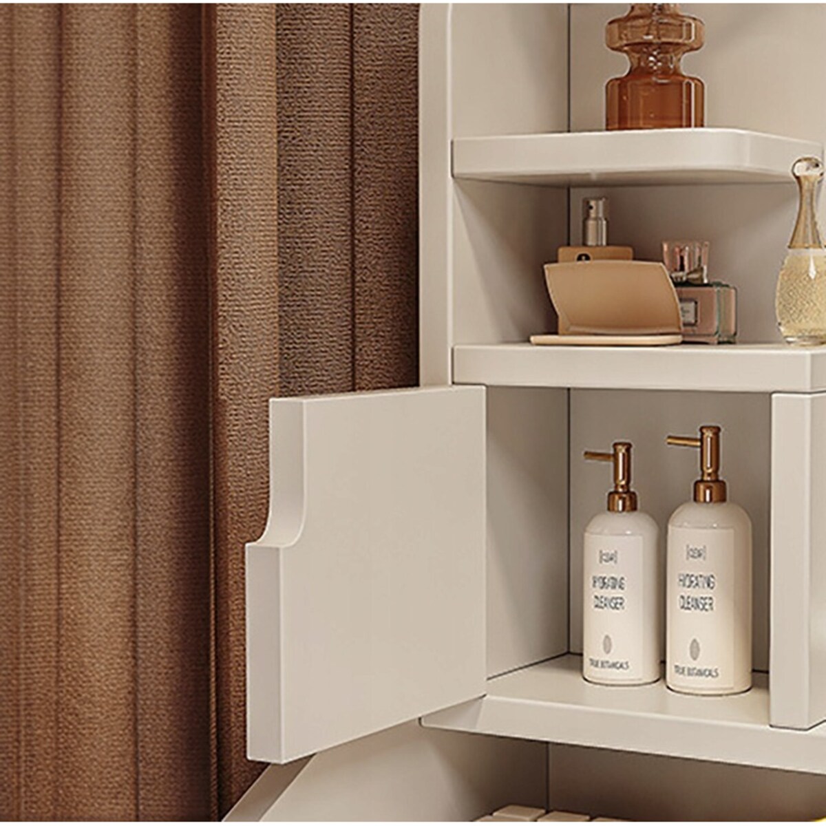 Toaletka z lustrem biała do makijażu glamour z szufladami styl skandynawski