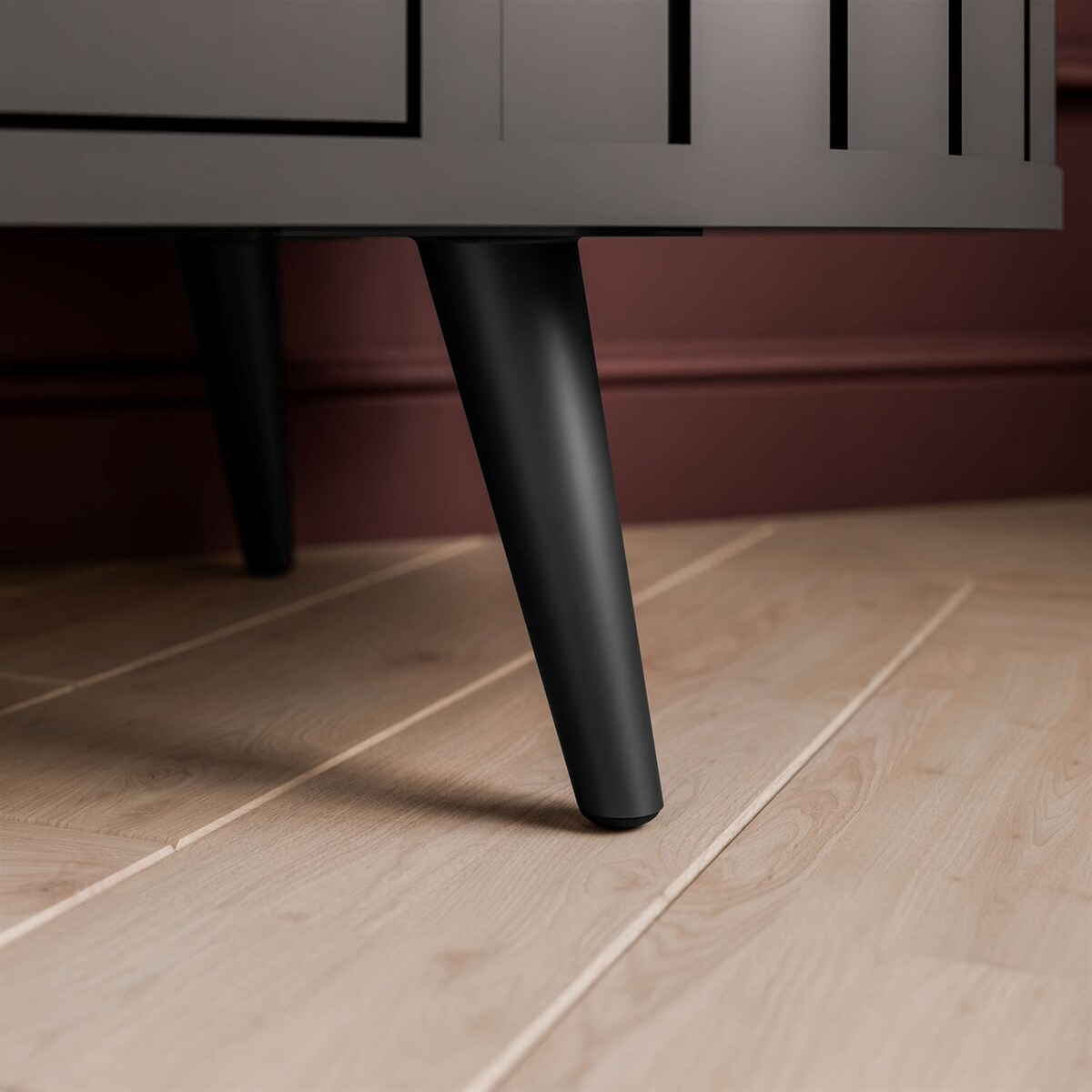 Witryna ELODIE II z oświetleniem LED, czarny / nóżki i uchwyty czarne