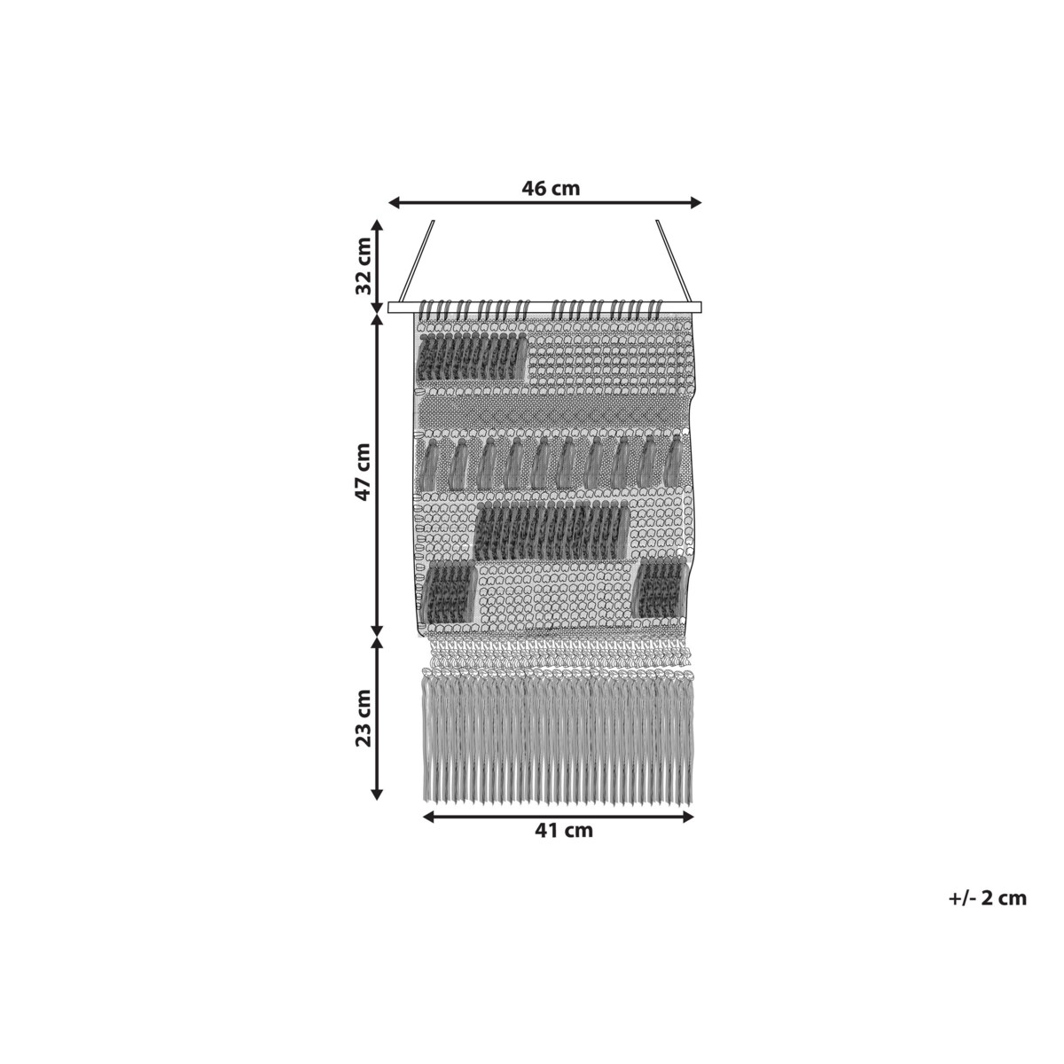 Dekoracja ścienna z frędzlami bawełniana beżowa GUJRAT