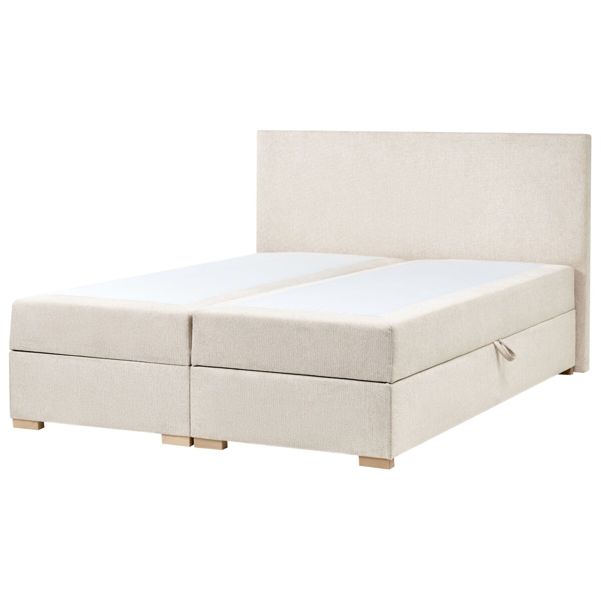 Łóżko kontynentalne z pojemnikiem MAJOR 160 x 200 cm Jasnobeżowy