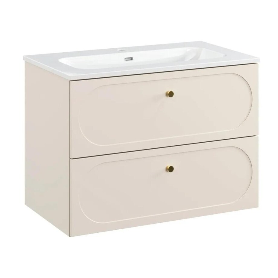 Szafka pod umywalkę DONNA SAND 2S 80cm beż piaskowy z umywalką wpuszczaną FLY