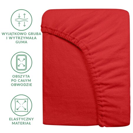 Prześcieradło frotte z gumką 160x200 kolor czerwony