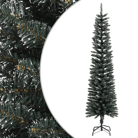 vidaXL Sztuczna, smukła choinka ze stojakiem, zielona, 210 cm, PVC