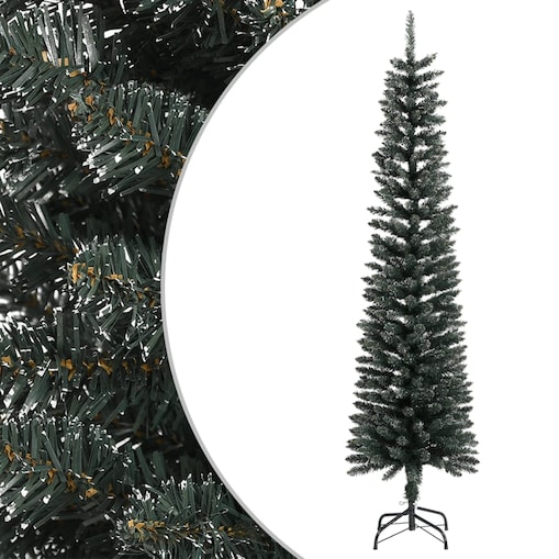 vidaXL Sztuczna, smukła choinka ze stojakiem, zielona, 210 cm, PVC