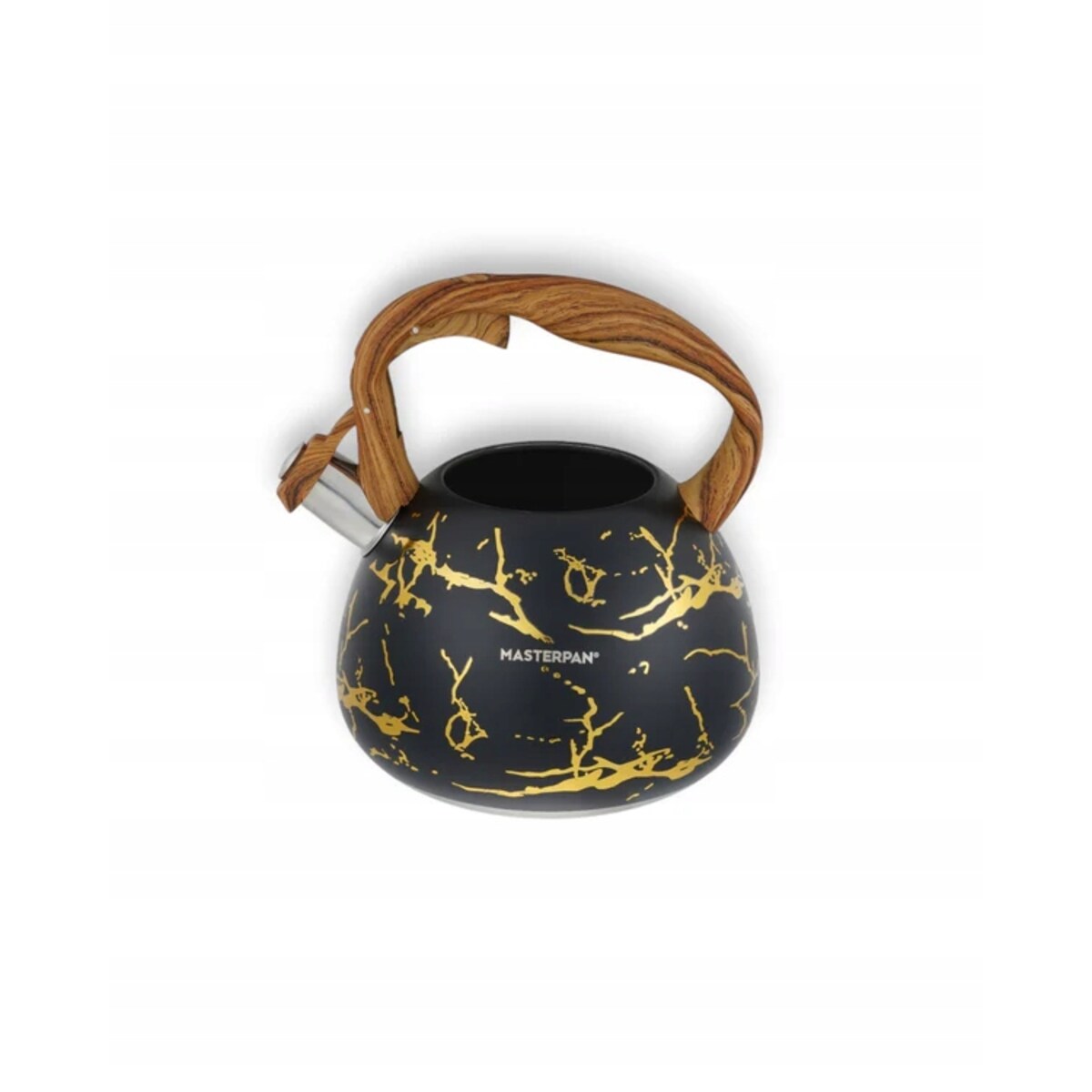 Czajnik Gazowy 2.8L Z Gwizdkiem Czarny Z Drewnianą Rączką Indukcja Gaz