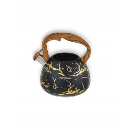 Czajnik Gazowy 2.8L Z Gwizdkiem Czarny Z Drewnianą Rączką Indukcja Gaz