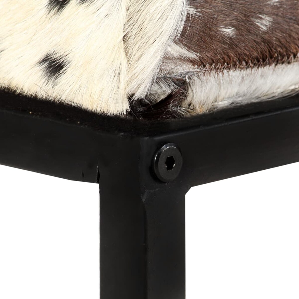 vidaXL Ławka 160 cm, czarna, patchworkowa, prawdziwa kozia skóra