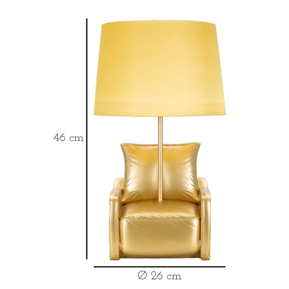 Lampa stołowa Midcentury, kolor złoty, żywica syntetyczna, żelazo i tkanina, 26 x 26 x 46 cm, 1 x E27, max. 40 W, do salonu i sypialni, Mauro Ferretti