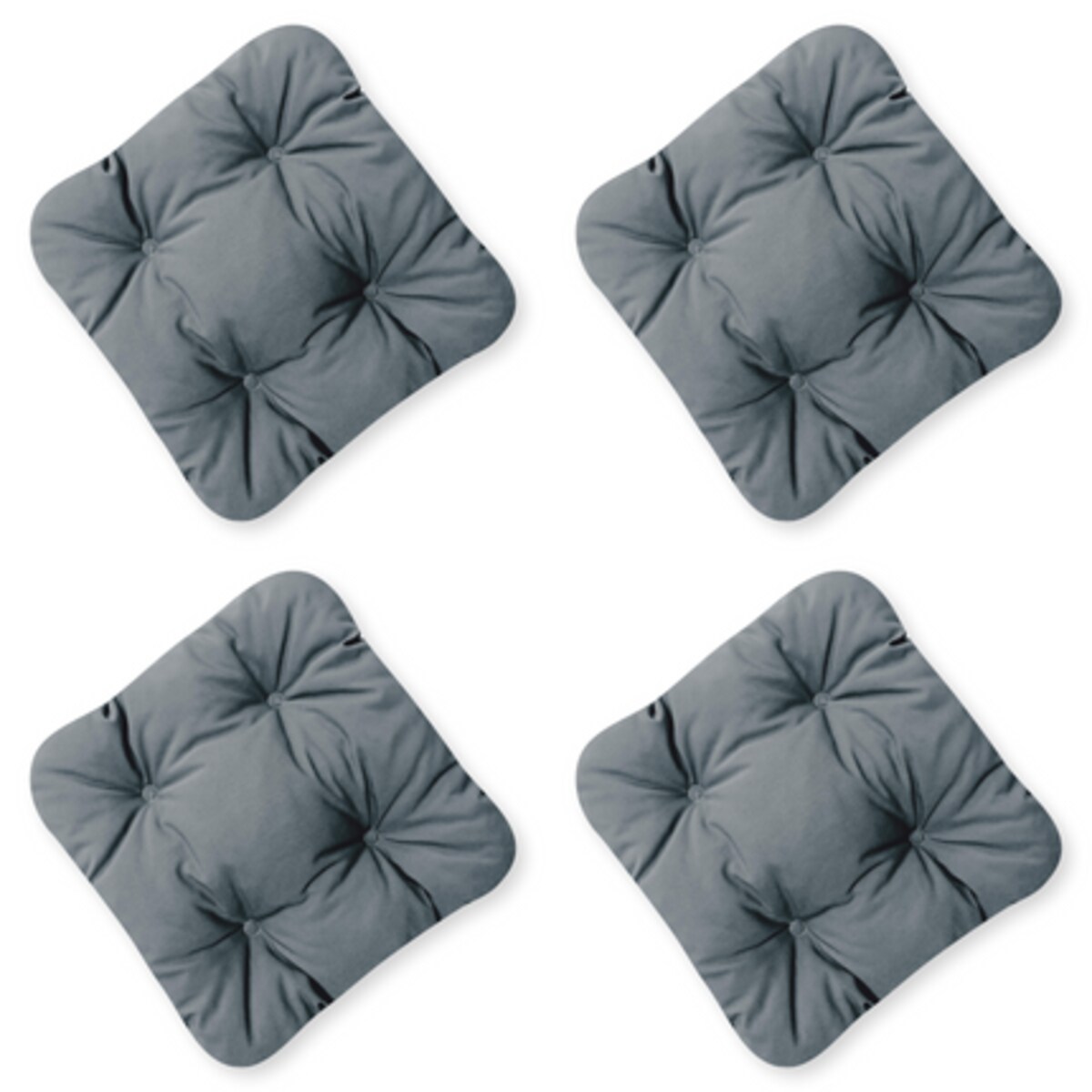 Zestaw 4 poduszek na krzesło/stołek, UV i wodoodporne, 45x45 cm, Grafit