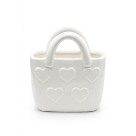 Wazon ceramiczny 17,7x10x18 cm TORBA biała w białe serca