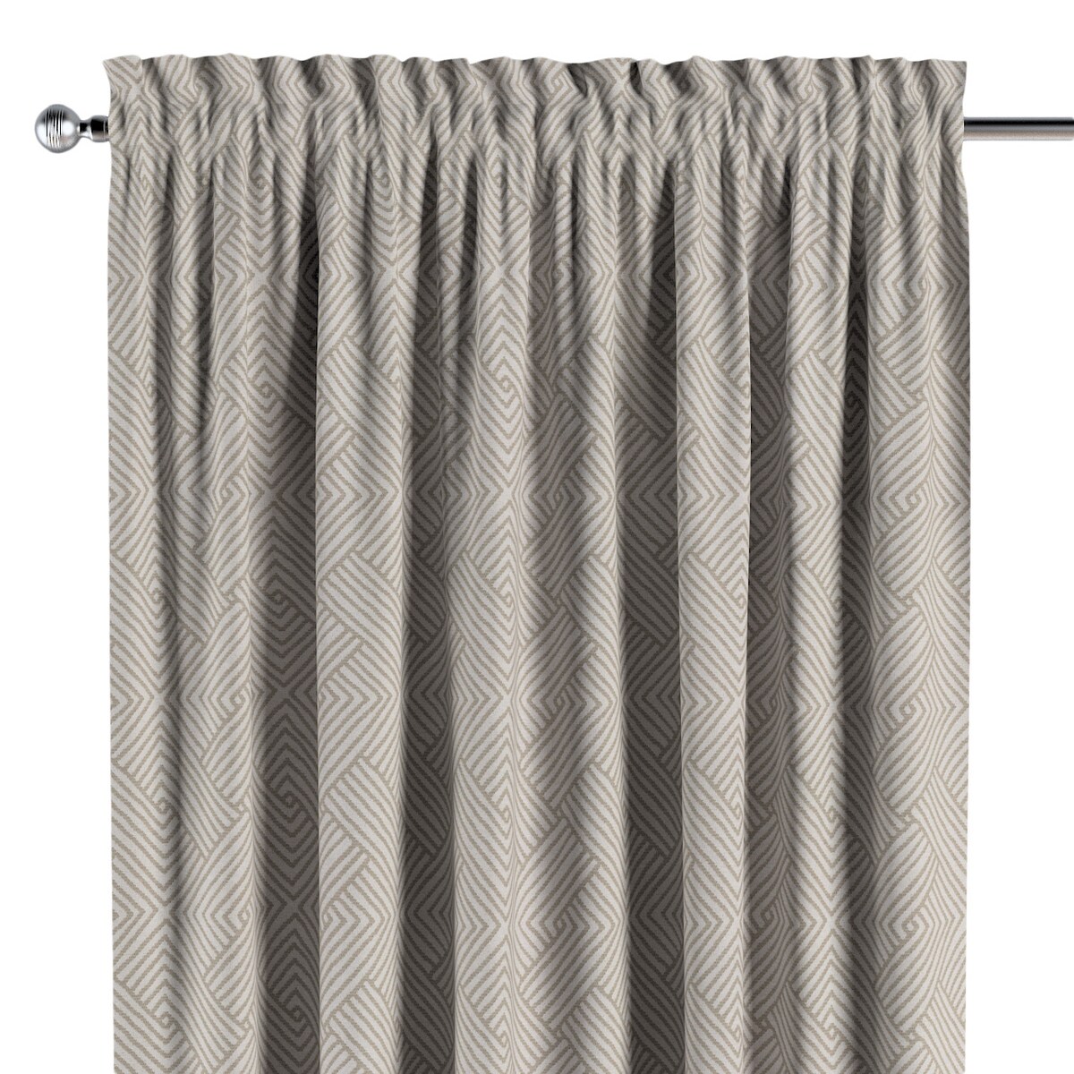 Zasłona na kanale z grzywką 1 szt. 130x260 beżowo-kremowe geometryczne wzory