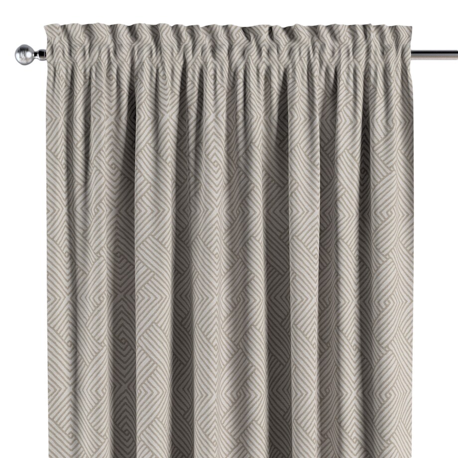 Zasłona na kanale z grzywką 1 szt. 130x260 beżowo-kremowe geometryczne wzory