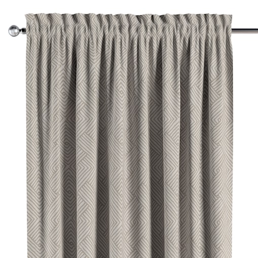 Zasłona na kanale z grzywką 1 szt. 130x260 beżowo-kremowe geometryczne wzory