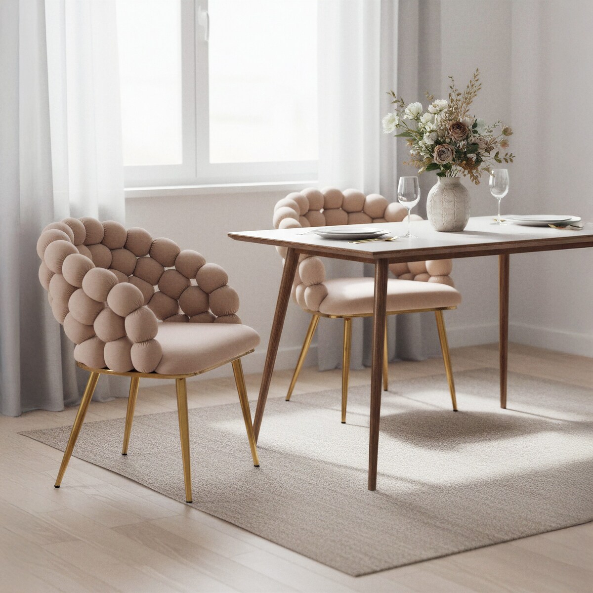 Krzesło welur tapicerowane BELLA nowoczesne beżowe