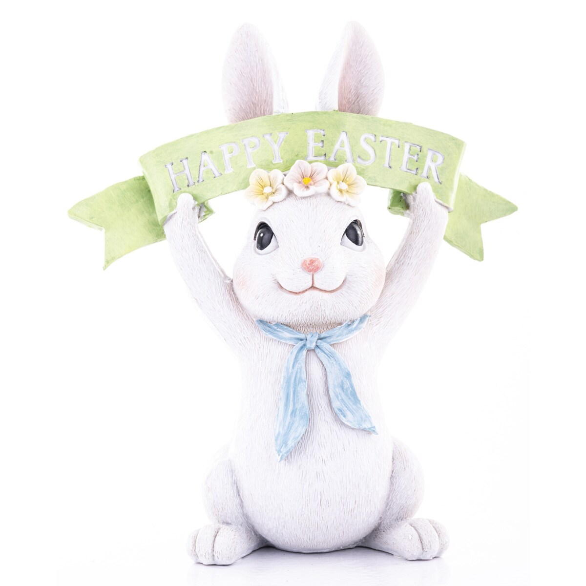 Dekoracja - królik BUNNY z szarfą z napisem 21x18x9 cm