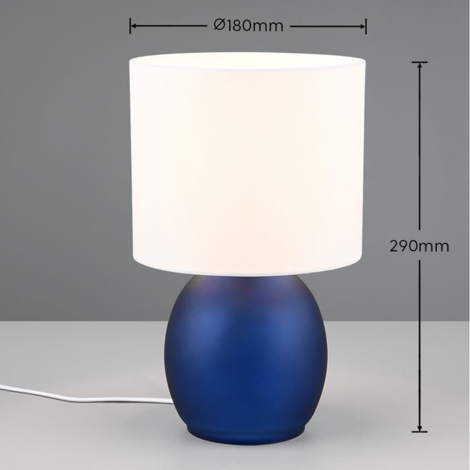 Szklana lampa stojąca Vela 517900112 Trio na komodę biała granatowa