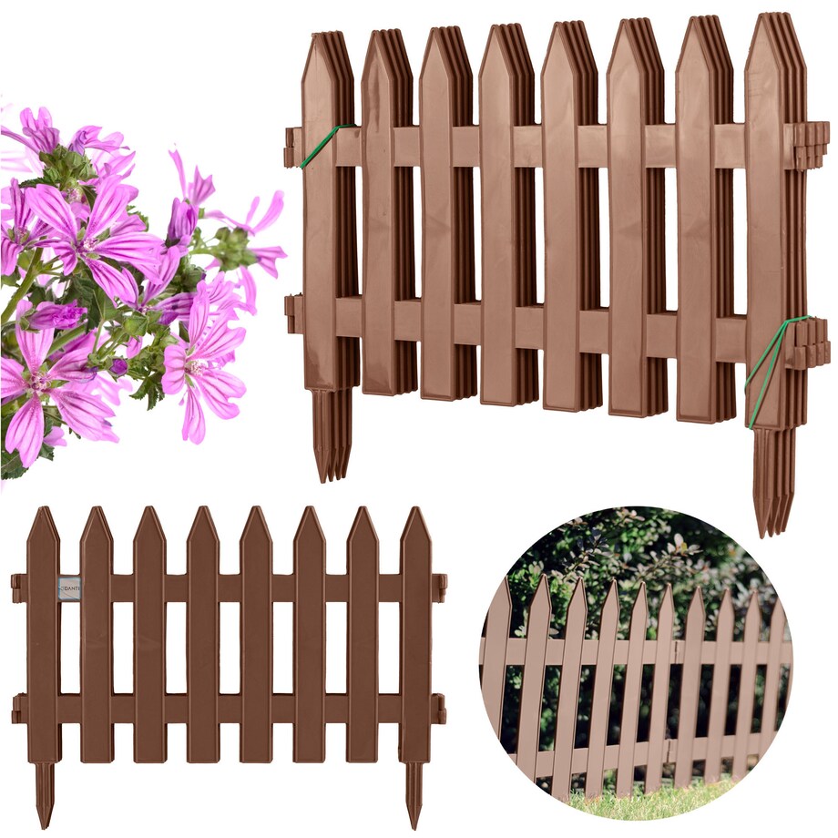 Płotek Ogrodowy 3,22 M Obrzeże Trawnikowe Palisada Brązowy