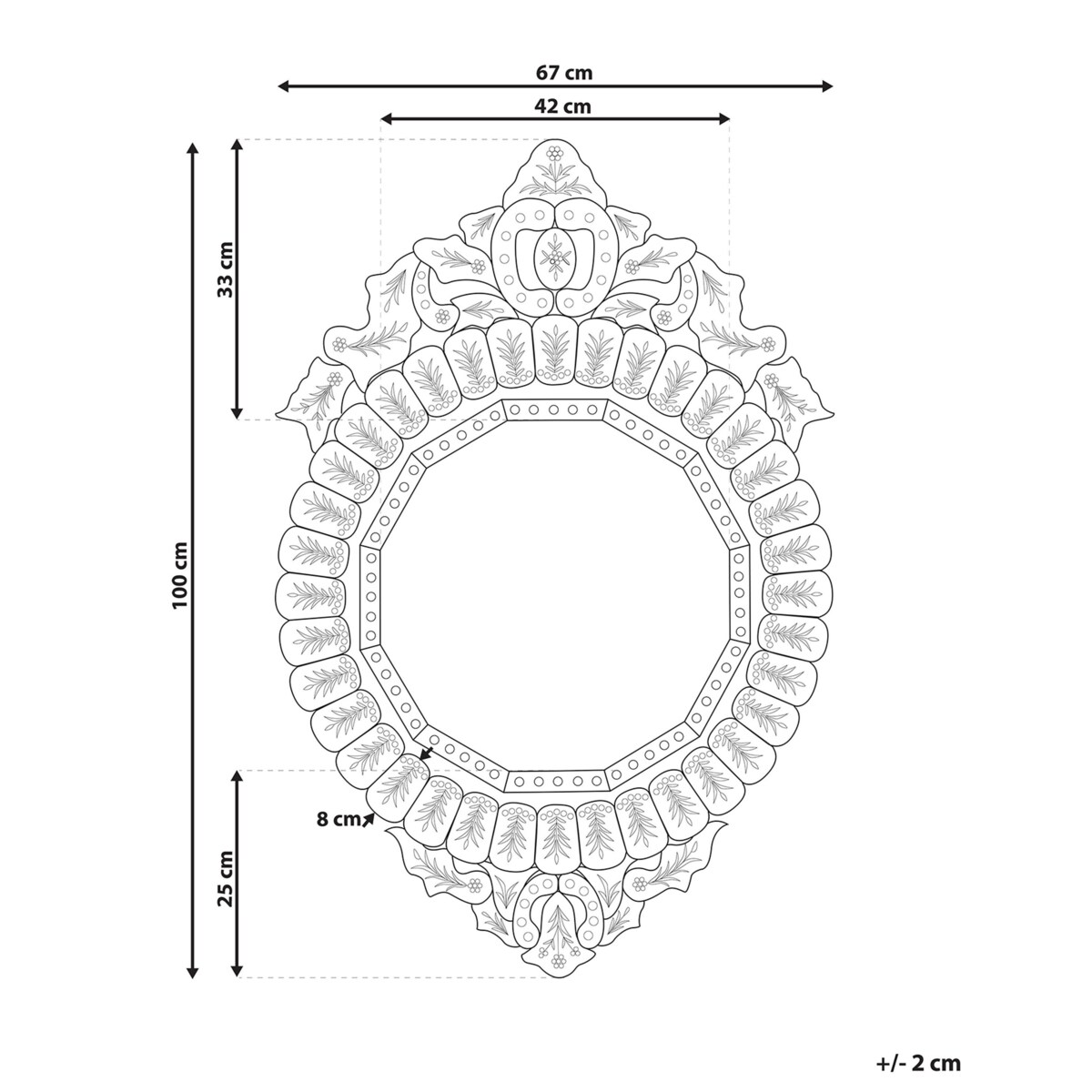Lustro ścienne 67 x 100 cm srebrne CRAON