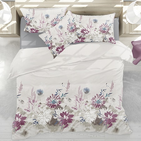 LANIUS komplet pościeli z bawełny satynowej, kwiatowy wzór, 160x200