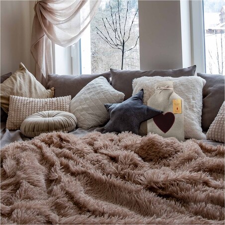 Termofor Duży 1.75L W Pokrowcu W Sweterku Ogrzewacz Na Wodę Serce Szary