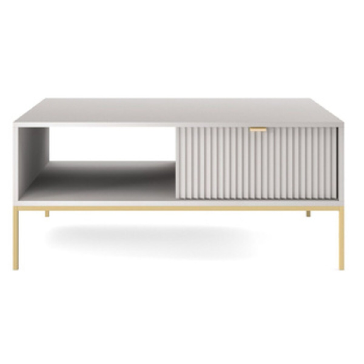 Stolik Delicious ryflowany szary złote nogi