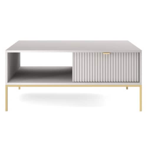 Stolik Delicious ryflowany szary złote nogi