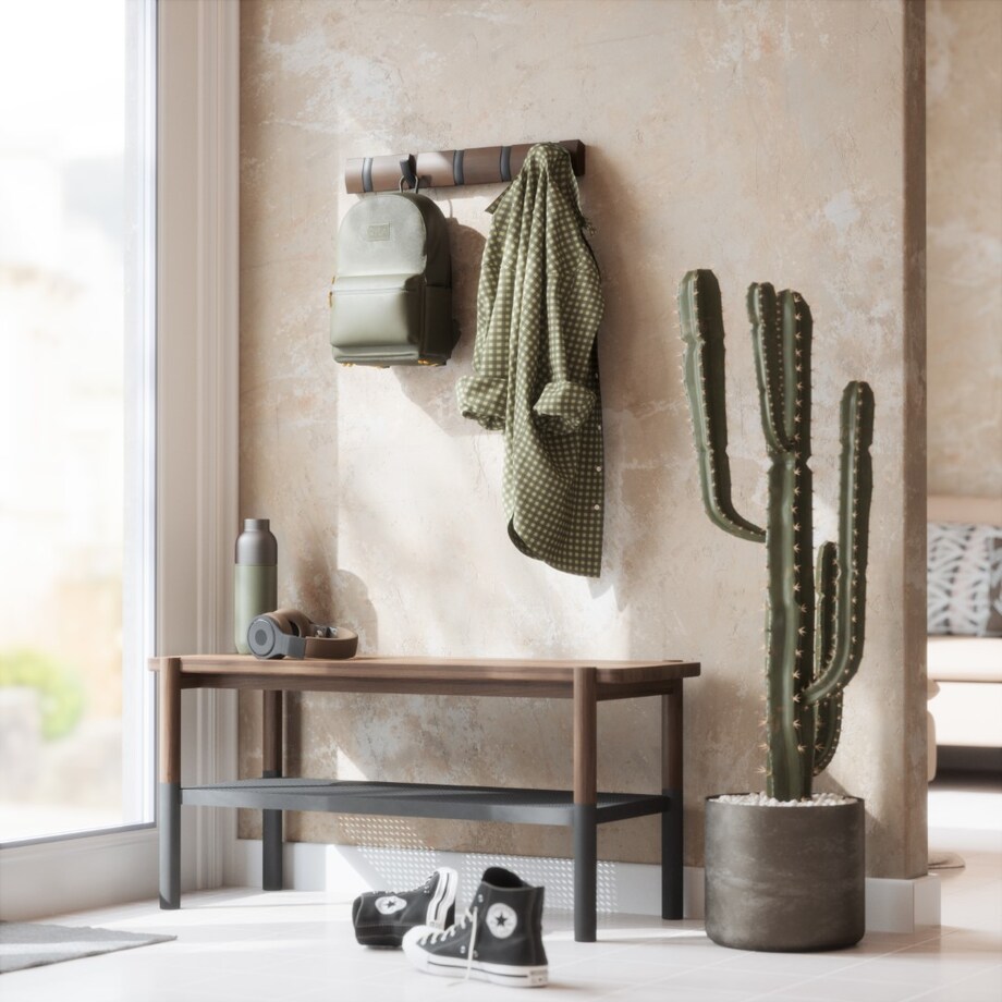 Listwa z 5 wieszakami ciemnobrązowa Flip, 55.2 x 3.8 x 7 cm, Umbra